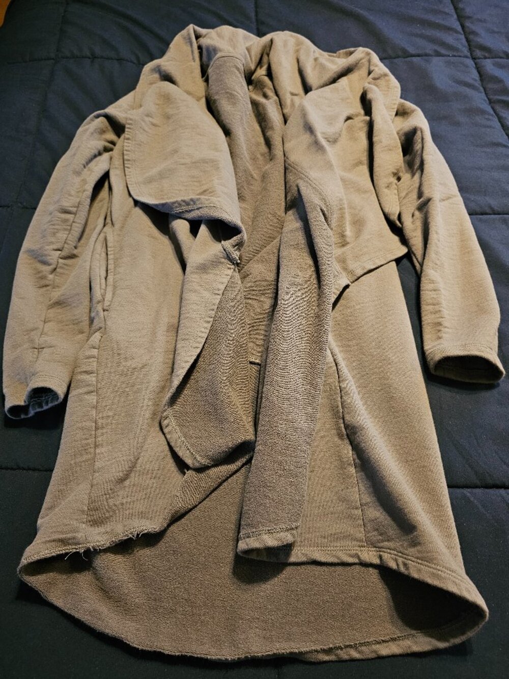 Open front sweatshirt material cardigan, sz M